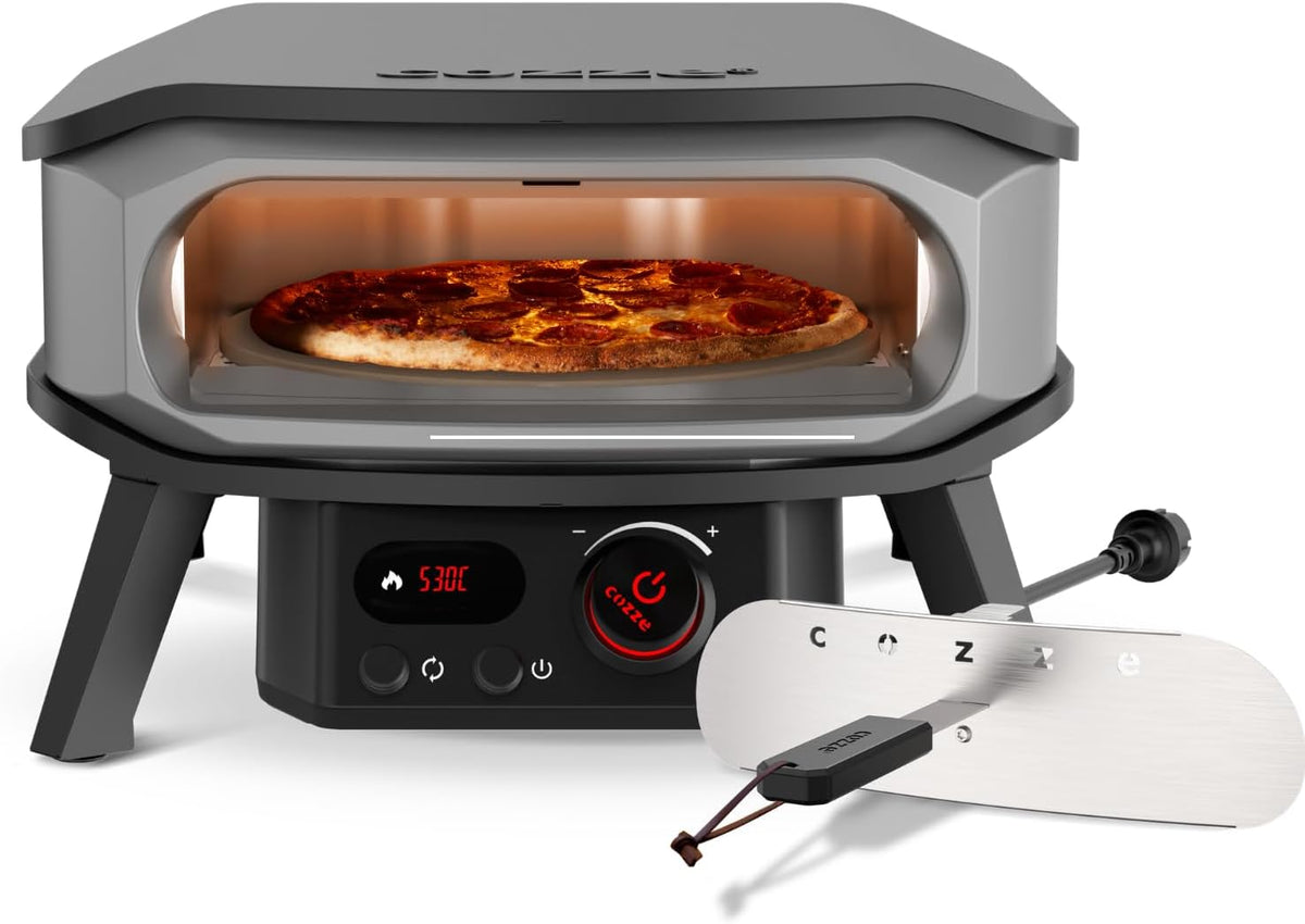 Hornos individuales para pizza, cozze, ROTATE Pizza Oven Eléctrica de 13', regulador y toma de 2 m, con piedra giratoria, para pizzas crujientes