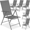 Sillas de comedor de jardín, tectake, Conjunto de 6 Sillas Jardín Exterior de Aluminio, Conjunto Sillas Terraza Resistentes a la Intemperie, Gris