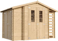 cobertizo de almacenamiento M389C, TIMBELA, M389C+M389G Caseta de Madera para jardín con leñera y trastero con Suelo - caseta de Pino
