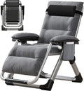 sillón, MOPHOTO, jardín, Patio(Gris), Silla reclinable Plegable de 200 kg con Almohadilla y Bolsillo Lateral, Silla de Gravedad Cero, Siesta, balcón