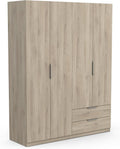 armario, Demeyere, Color Roble Kronberg, Madera de ingeniería, Gris, 391392 Vestidor con Moderno 4 Puertas 5 estantes 2 cajones, 157,3 x 51,1 x 203 cm