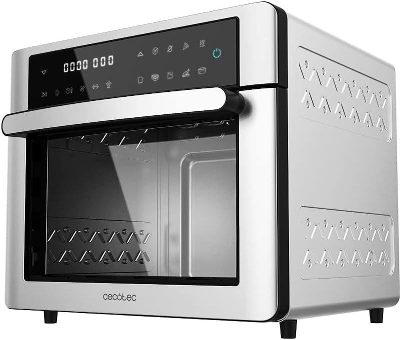 Cecotec freidora de aire, Horno Caliente Bake&Fry 3000 Touch Steel. 1600 W, 30 Litros, 9 Funciones, Convección, Pantalla Táctil, Acero Inoxidable