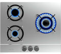 Cecotec 3200S Placa, de Gas Butano y Natural 3 Fuegos Bolero Squad G 3200S Inox. 6250W, Acero Inox, Parrillas Individuales Hierro Fundido