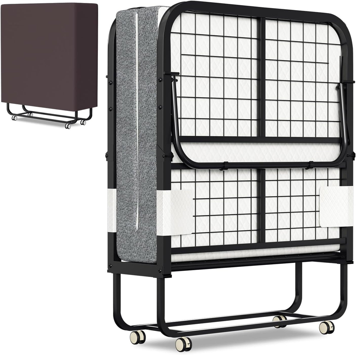 cama, Peviasot, para adultos con capacidad de carga hasta 200 kg, para sala de estar, plegable con colchón de 13 cm de grosor, 4 ruedas con freno
