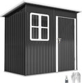 cobertizo de jardín, Outsunny, Caseta de Jardín Exterior, Exterior Metálico con Ventana, para Almacenamiento de Herramientas, Gris Oscuro