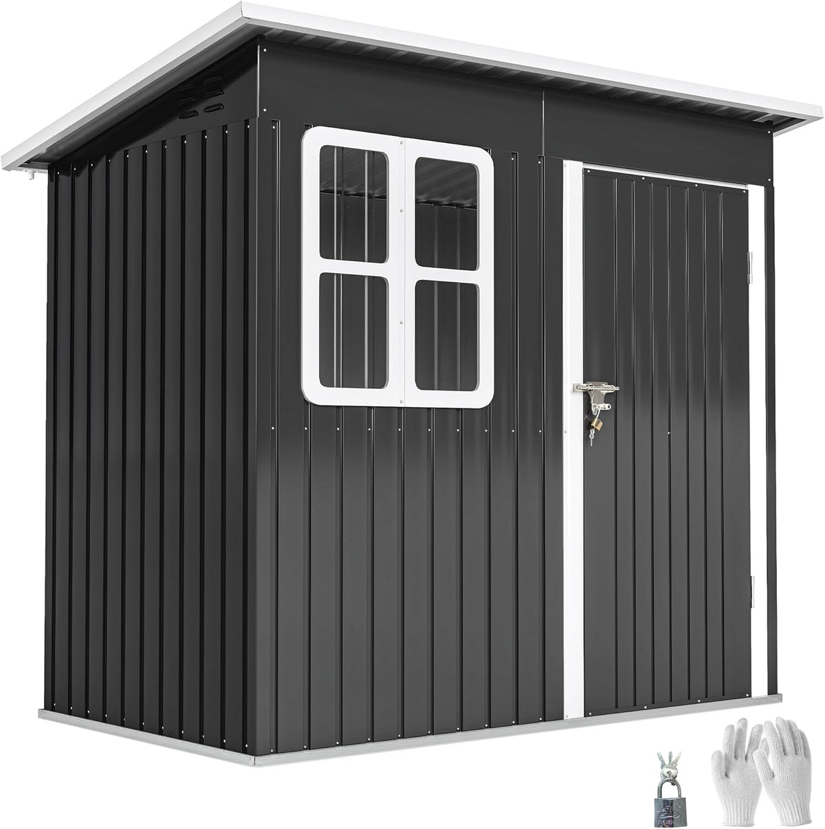 cobertizo de jardín, Outsunny, Caseta de Jardín Exterior, Exterior Metálico con Ventana, para Almacenamiento de Herramientas, Gris Oscuro