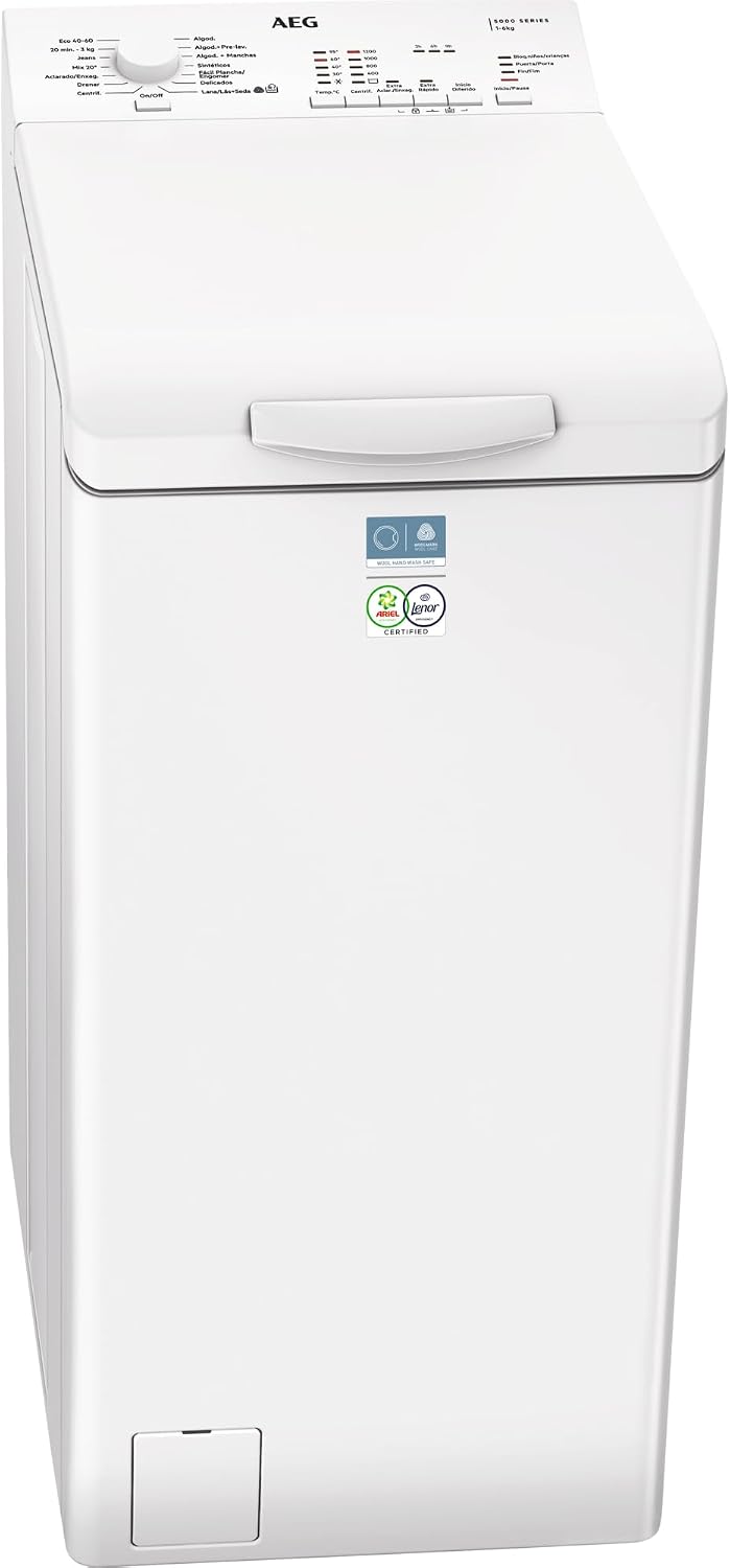 AEG LTA5N6230E lavadora, Blanco, Serie 5000 AutoSense, 1200 rpm Motor Inverter, Certificado WoolMark Blue, Técnología AirFlow, Inicio Diferido