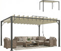 cenador UPF30, Outsunny, Pérgola de Jardín 3x4 m, de Jardín con Techo de Lamas Orientables a 135°, Pabellón para Exterior, Terraza, Protección UPF30+