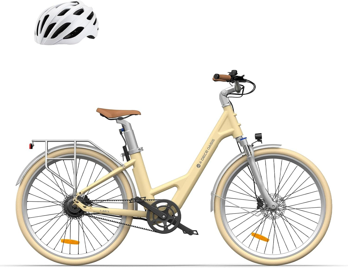 bicicleta eléctrica, A Dece Oasis, 28' Bici Eléctrica Urbana, Extraíble Batería Alcance100KM, Transmisión por Correa, Pantalla LCD, App Inteligentes
