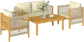 conjunto de muebles de jardín, Outsunny, Conjunto de Jardín Exterior de 4 Piezas, Muebles Jardín Exterior con Sofá de 2 Plazas, para Terraza, Beige