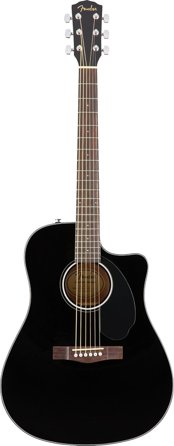 Guitarras electroacústica CD-60SCE, Fender, CD-60SCE Dreadnought Guitarra Acústica Electrificada, Negro, Incluye cursos virtuales gratuitos en Play