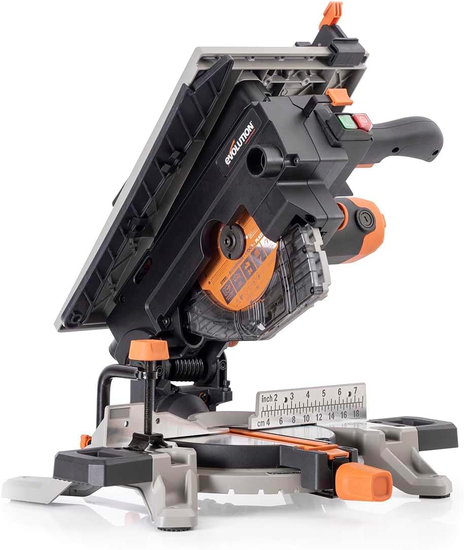 Sierras ingletadora R210MTS-G2, Evolution Power Tools, corta madera, plástico, R210MTS-G2 Sierra híbrida convertible de mesa, compacta y portátil