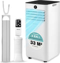 aire acondicionado portátil, SereneLife, 9000 BTU con Kit de Ventana, Deshumidificador 3 Modos, Bajo Consumo, Silencioso con Display LED