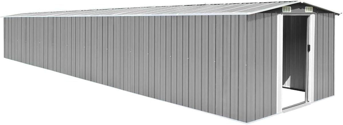 cobertizo de jardín, Gecheer, Acero galvanizado Gris 257x779x181 cm, Cobertizo Jardin Exterior