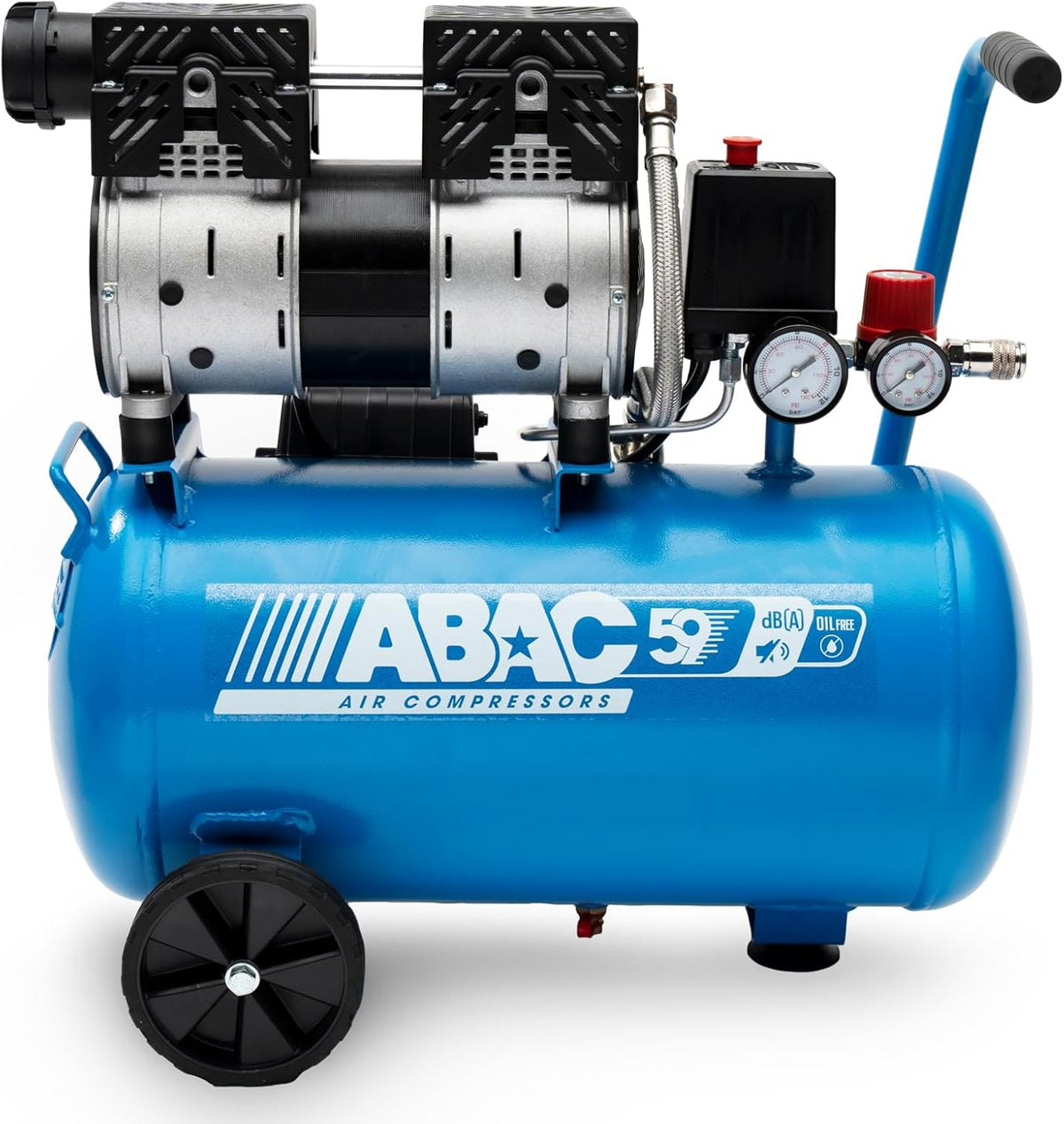 Compresores de aire, ABAC, Compresor de aire silencioso EASE-AIR 24 de, presión máxima 8 bar, potencia 1 hp, Depósito 24 litros, Nivel sonoro 59 dB