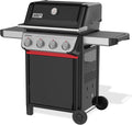 barbacoa de gas E-410, Weber, 4 quemadores, 2 ruedas - Negro, Plata (1500891), termómetro en la tapa