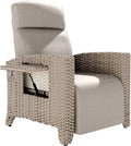 tumbona, ONKBOITE, Adecuada para Interiores, Jardín, Sillón de Ratán, Respaldo Ajustable, con Cojín Grueso, Balcón