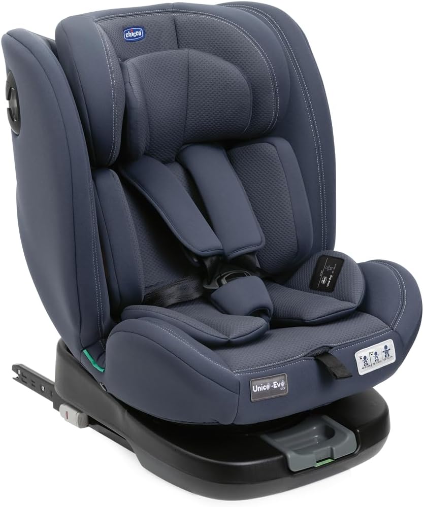 silla de coche, Chicco, ISOFIX para Bebés y Niños de 40 a 150 cm, Azul, Grupo 0123 Desde Recién Nacido hasta 12 Años, Giratoria 360o, Reductor