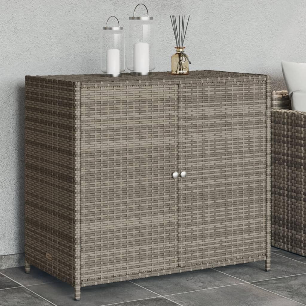 armario, CIADAZ, de almacenaje de jardín ratán PE Gris 83x45x76 cm, Mueble Exterior Almacenaje, Muebles Jardin Exterior - 365545