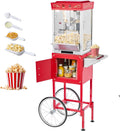 VEVOR Máquinas de palomita, Máquina de Palomitas con Hervidor y Carrito, Pared de Vidrio, Puerta de Policarbonato, Tojo, 800 W, 48 Tazas por Carga