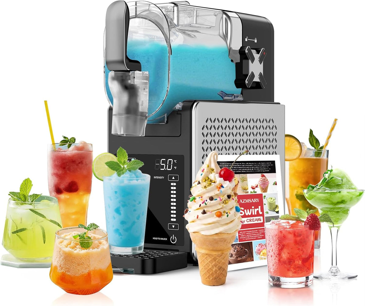 heladera, Azmsary, Máquina de granizado – Fácil de usar con un botón 2,5 L Slushie Maker, no requiere hielo, con pantalla LED, frappés