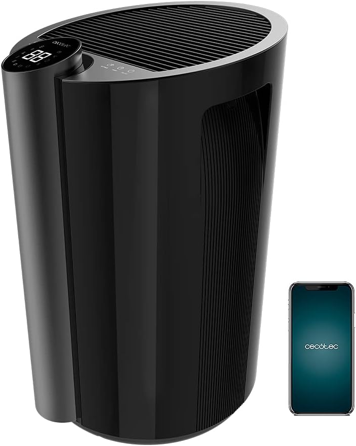 Cecotec deshumidificador, Deshumidifica 20L, Depósito extraíble de 4,5 litros, Cobertura 90 m2, día, Control por wifi, Pantalla LED