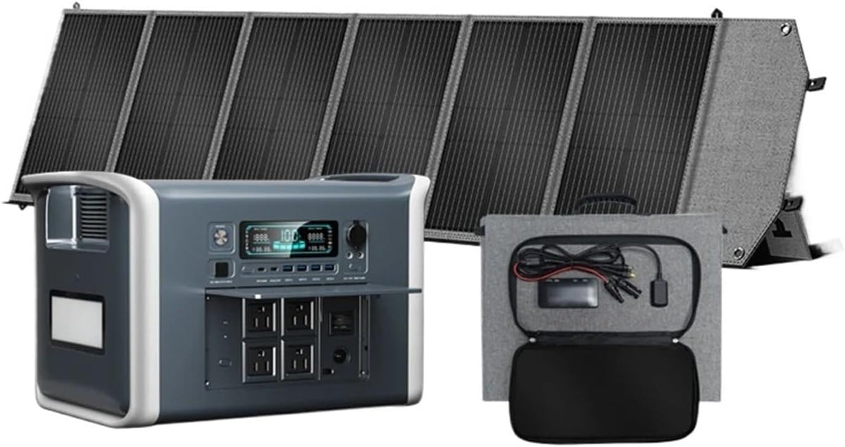 generador AP2000, WAFOHSR, 2400W, 2048Wh, Estación De Energía Batería Lifepo4, Panel 200W, Suministro Emergencia Type-C USB Ligero Y PortáTil
