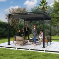 cenador, UISEBRT, con techo solar para jardines y terrazas, de 3 x 3 m con techo laminado, color negro, Pérgola de metal resistente al agua, estable