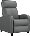 sillón, Yaheetech, para Salón, Dormitorio, Gris, Relax Reclinable Manual con Reposapiés Ajustable, Butaca de Piel Sintética, Estructura Reforzada