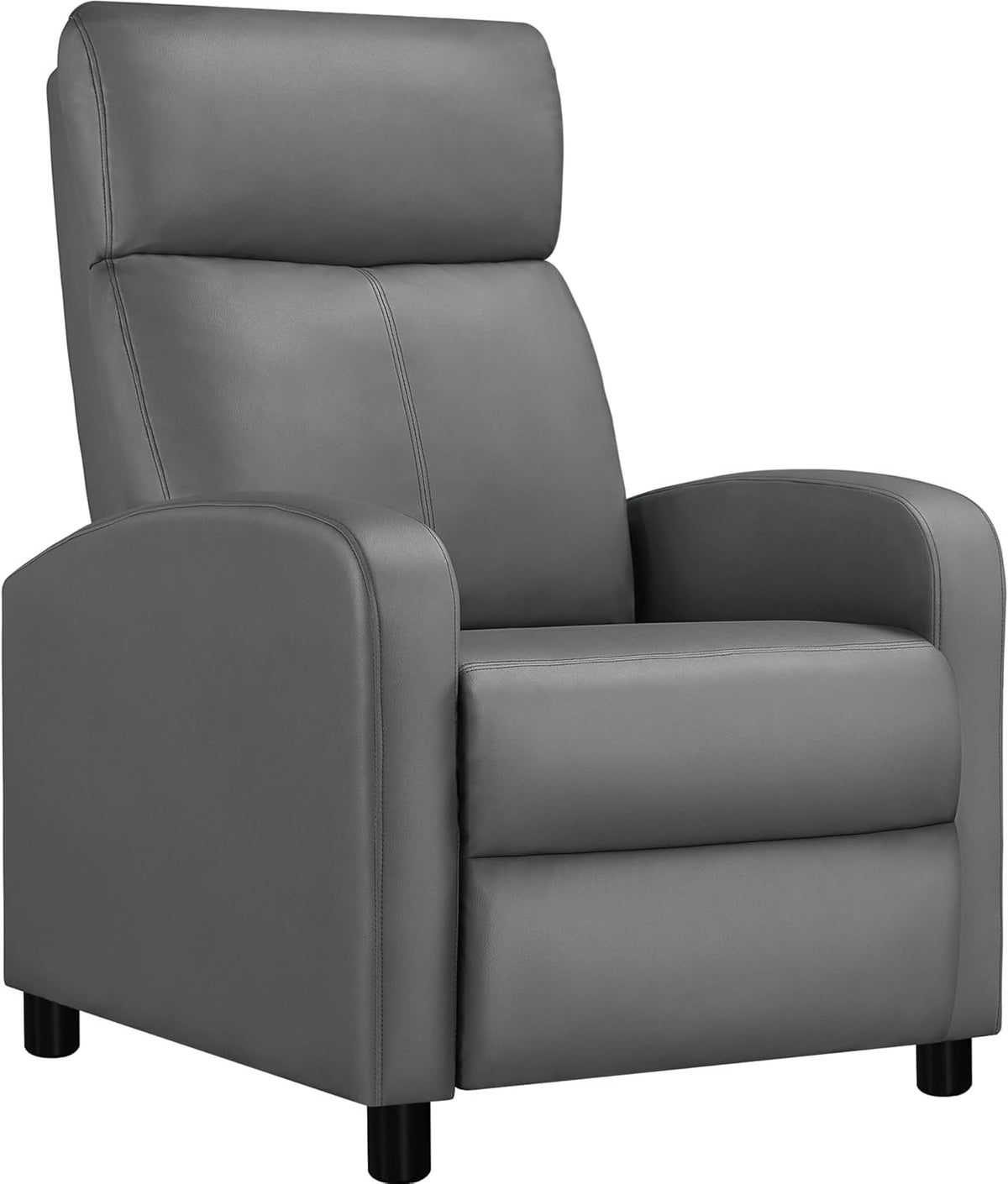 sillón, Yaheetech, para Salón, Dormitorio, Gris, Relax Reclinable Manual con Reposapiés Ajustable, Butaca de Piel Sintética, Estructura Reforzada