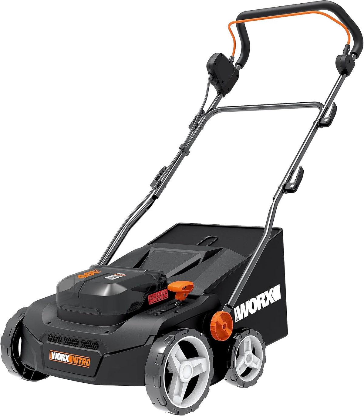 Escarificadore WG855E, WORX, Motor Brushless, 4 Alturas, Bolsa 40L, WG855E.9 Escarificador y Aireador de Césped Nitro 40V Brushless Sin Batería