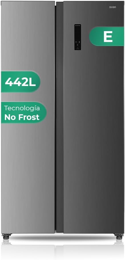 frigorífico combi SA18901ENFX, SVAN, Frigorífico Americano 2 Puertas Inox SA18901ENFX. Capacidad 442 Litros, No Frost, Multi AirFlow