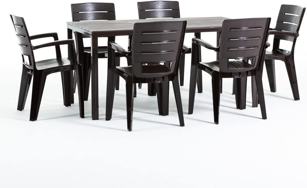 Juegos de comedor, SIEDITI FUORI E DENTRO, Conjunto jardín exterior mesa y sillas para 6 personas