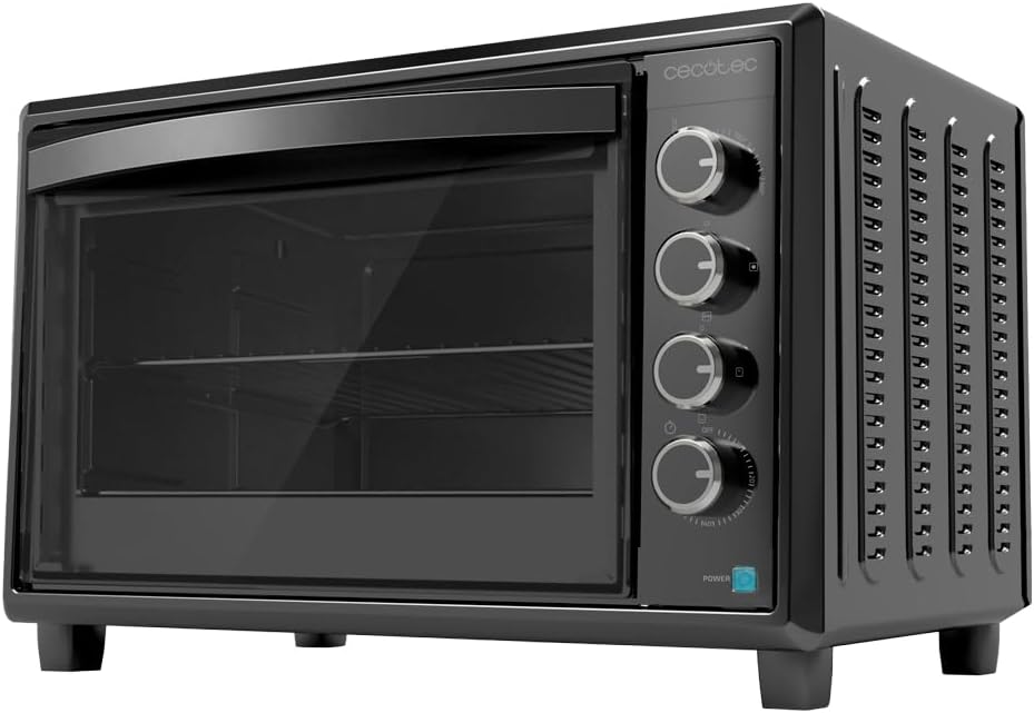 Cecotec Hornos de convección, Luz Interior, Horno Convección de Sobremesa de 60 Litros Bake&Toast 6090 Black Gyro. 2200 W, 12 Funciones