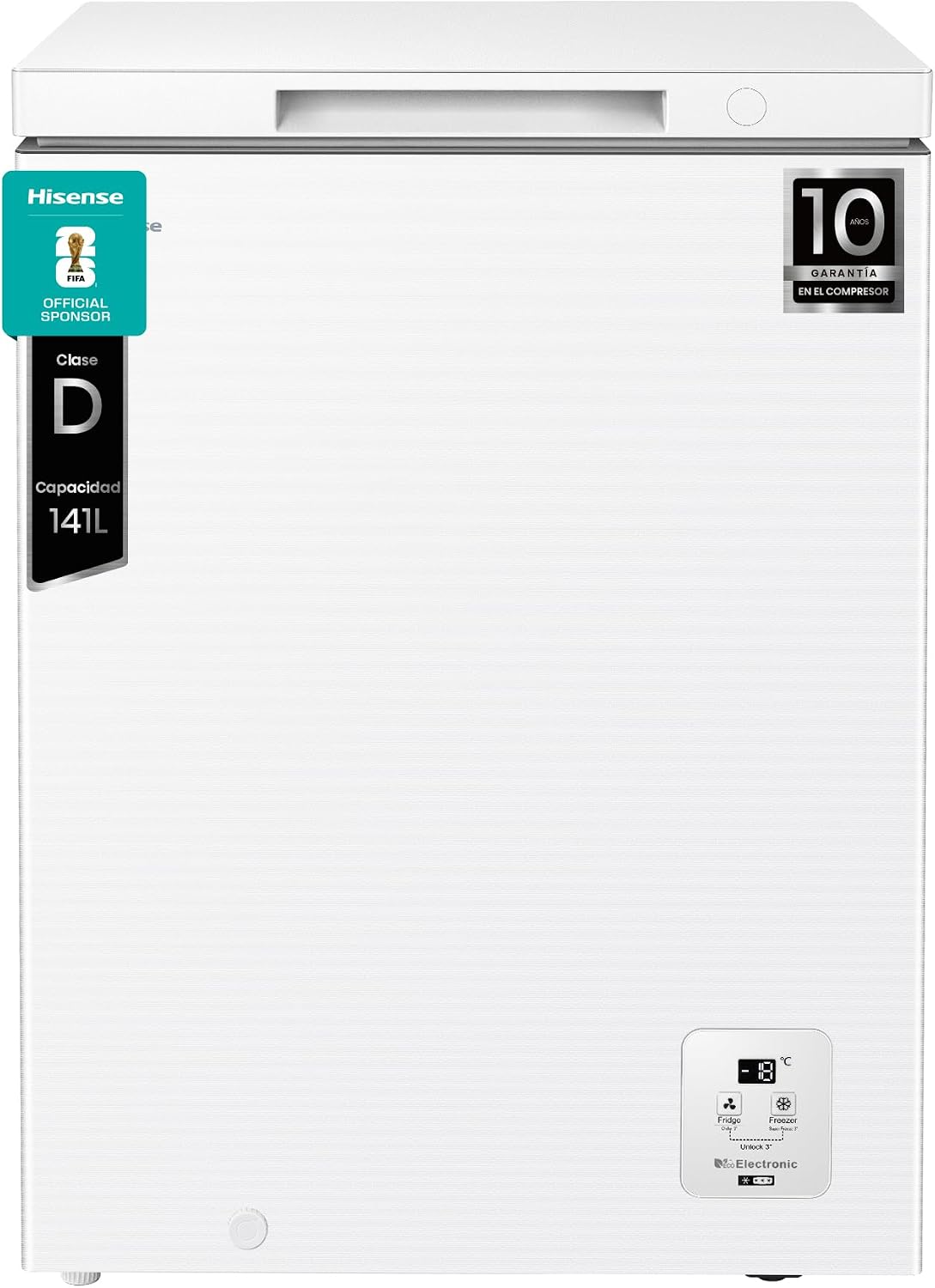 Hisense FT100N1AWDL congelador horizontal, 97L, 86cm, Congelación 360°, Blanco, Congelador Convertible, Control Electrónico de Temperatura