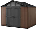 cobertizo de almacenamiento, Keter, Stronghold - Caseta de jardín - Sistema de ventilación, Marrón (10x8), Puerta y Ventana, Resistente al Agua