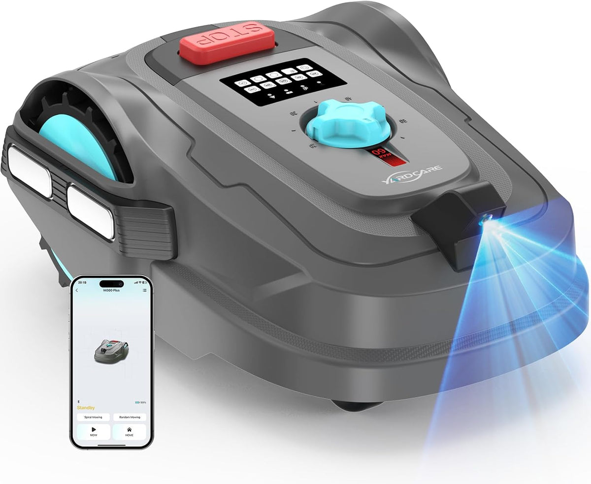 robot cortacésped, YARDCARE, 800 m2, Detección de 150 Obstáculos, Posicionamiento GPS + Visión IA, Modo de Corte en U, Carga Automática, App