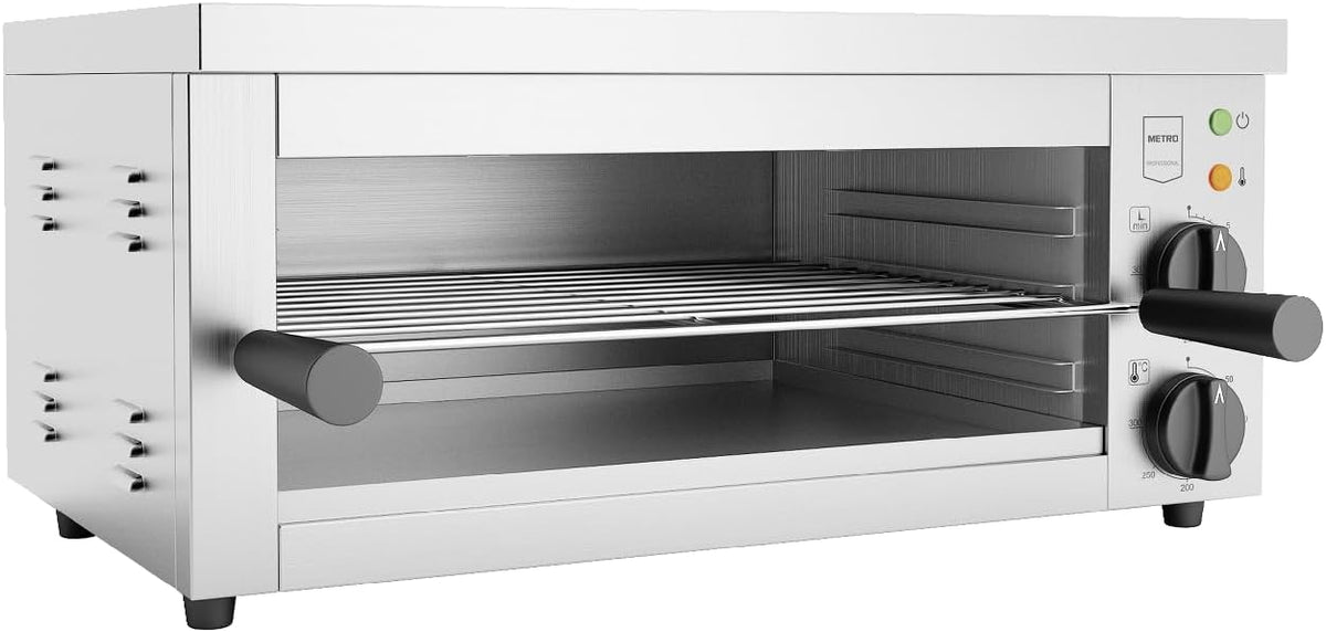 Parrillas eléctrica GSL1001, METRO Professional, GSL1001 Salamandra con colector de restos, 2500 W, acero inoxidable