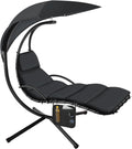 sillón, tectake, Columpio Jardín Exterior, Hamaca Colgante Interior y Exterior, Ergonómica - Negro, Balancín con Estructura Robusta y 4 Pies