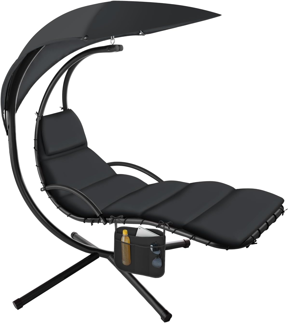 sillón, tectake, Columpio Jardín Exterior, Hamaca Colgante Interior y Exterior, Ergonómica - Negro, Balancín con Estructura Robusta y 4 Pies