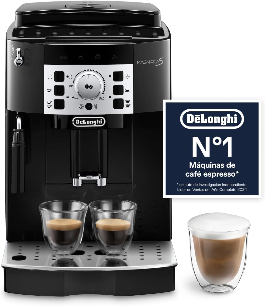De'Longhi ECAM22 cafetera, De'Longhi Magnifica S – Perfetto Superautomática, Espumador de Leche manual, Espresso y Cappuccino, Negro (ECAM22.110.B)