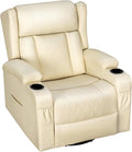 sillón, WOLTU, Sofa Individual Giratorio 360° de Función Balanceo y Respaldo Ajustable, con Reposapiés, Bolsas Laterales y Portavasos, Tapizado en PU