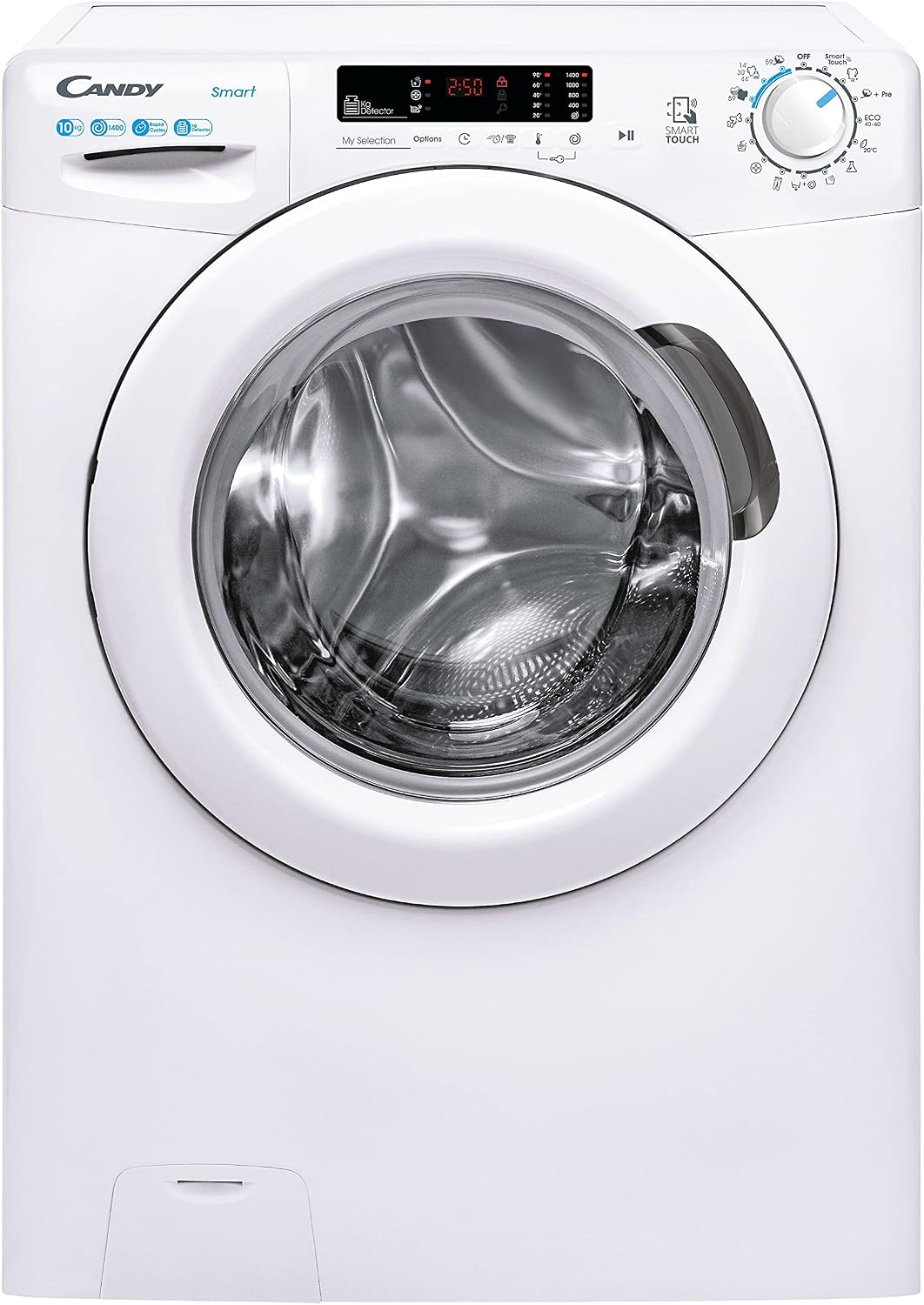 lavadora 14102DE, CANDY, Smart CS 14102DE, 1-S, 1400 RPM, 15 Ciclos, 5 Rápidos, Inicio Diferido 24H, Pantalla Digital y Mando, Tecnología NFC, Blanco