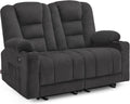 sillón, M MCombo, 7009 (Gris), sofá eléctrico de 2 plazas con función Sleep, sofá reclinable de 2 plazas con botón 150° Ajustable, USB y portavasos