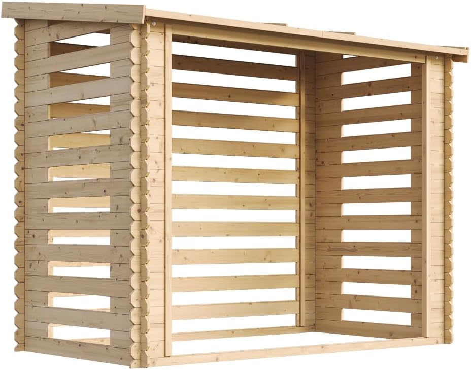 cobertizo de jardín M202, TIMBELA, Caseta de leña - para Leña- 146 x 232 cm, 2.55 m2 - Caseta Leñero M202
