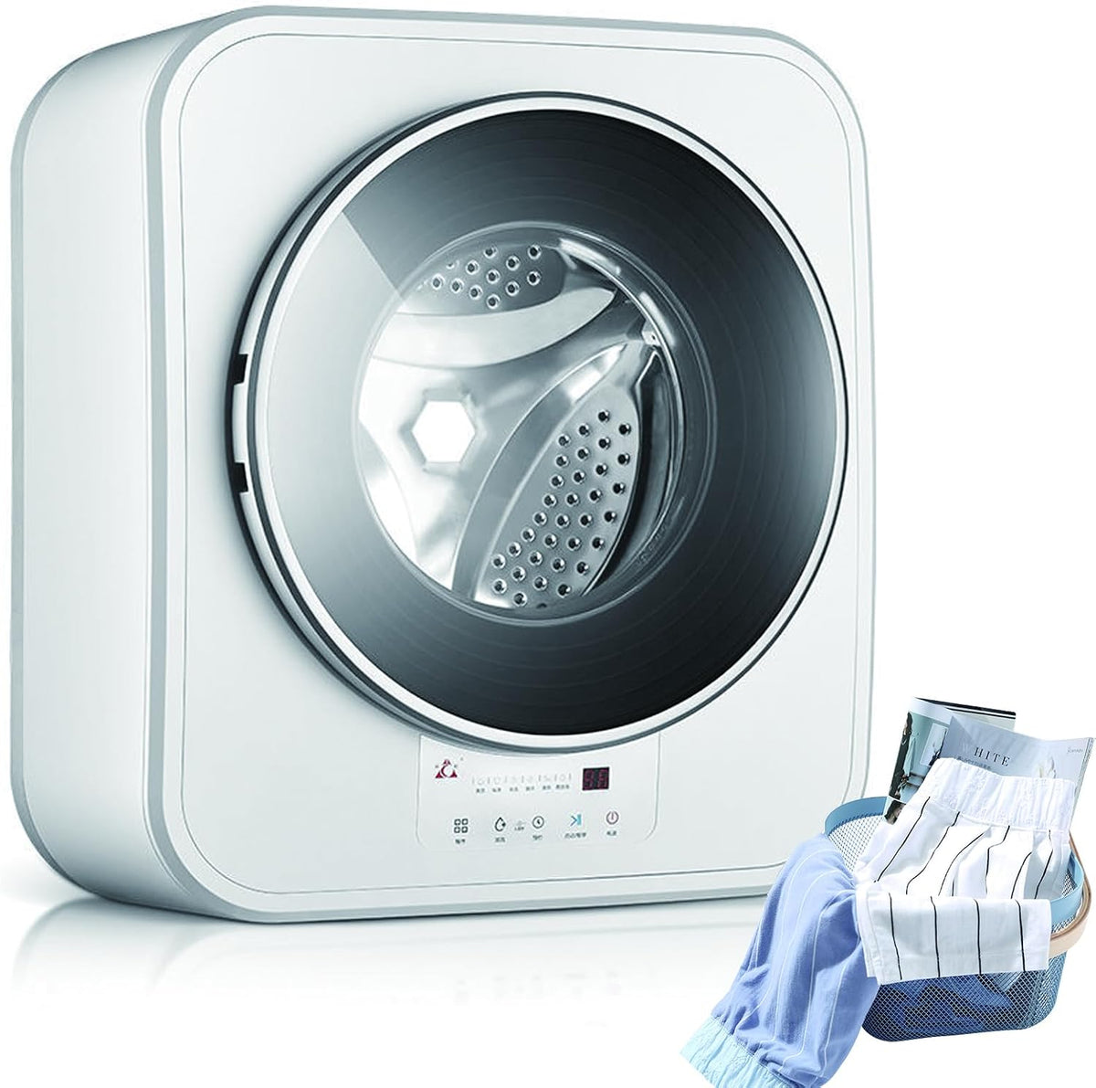 lavadora, Generic, Compacta 3KG Con Secado De Aire Caliente, Secadora Automática 800W, Lavado Rápido De 15 Minutos, Caravana Y Hogar, Para Apartamento
