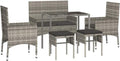 conjunto de muebles de jardín, vidaXL, Muebles de ratán, Set de Muebles de jardín 6 pzas y Cojines ratán sintético Gris, Juego de Muebles de Patio