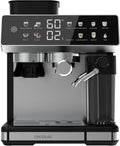 Cecotec cafetera, Express Barista Power Espresso 20 Barista Grind & Latte. 1350W, 20 Bares, 2.6L Depósito Agua, 100g Café y 500ml Leche, Autolimpieza