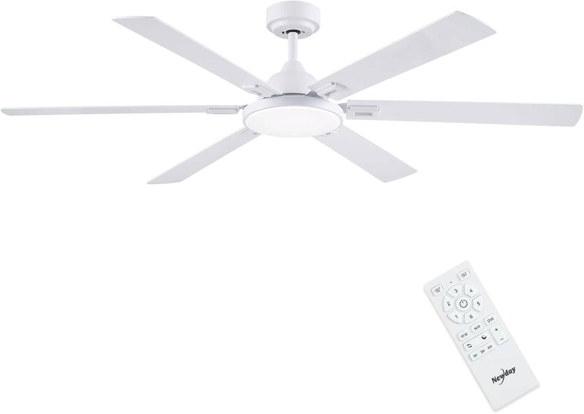 Ventiladores para el techo con lámpara, Newday, 153cm Grande Lampara Techo Ventilador con Luz y Mando, 3 temporizador, Modo de Sueño, Dimmer sin Pasos