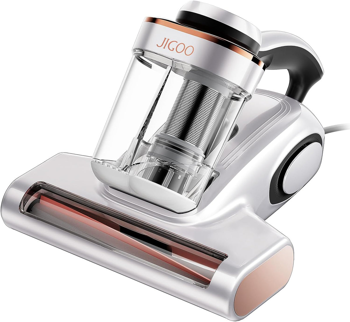 aspirador de ácaros J300, JIGOO, para Alergias, J300 con Sensor y Pantalla Digital, Elimina 99.9% de Alérgenos en Colchones, Doble Taza, Luz UV